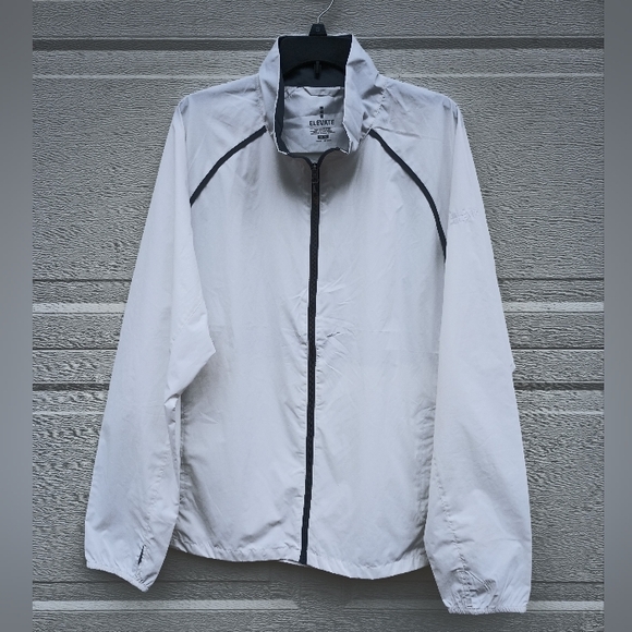 Elevate Microsoft Logo White Gray Windbreaker Zip Up Jacket Mens XL - Picture 1 of 11